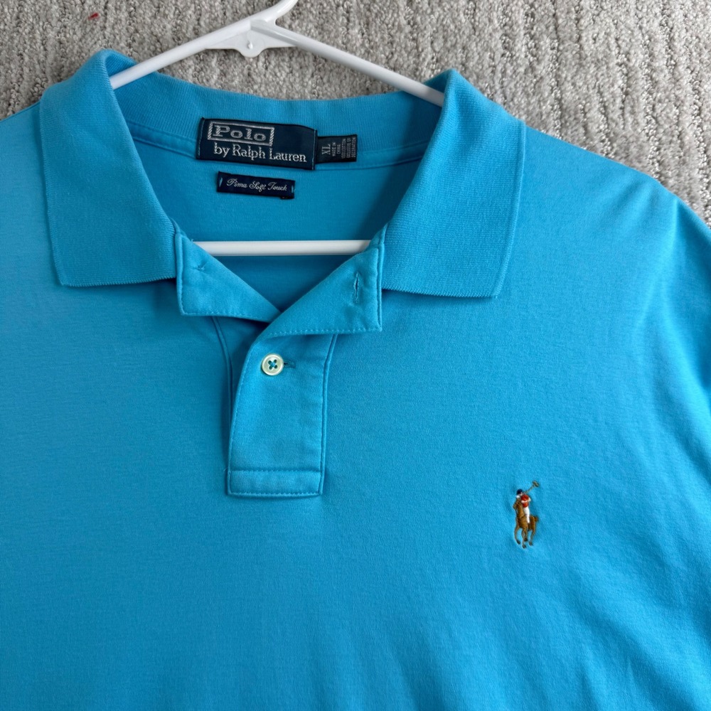 Polo Ralph Lauren Pima Soft Touch Polo Shirt Mens Size XL Blue Short Sleeve